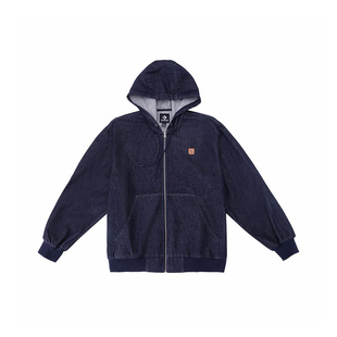 Converse匡威26春季新品连帽印花宽松牛仔夹克男外套 MCJ411-UHD