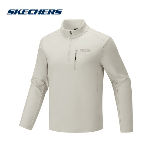 Skechers斯凯奇2026春男长袖衫半拉链运动休闲上衣 P126M048/01KW