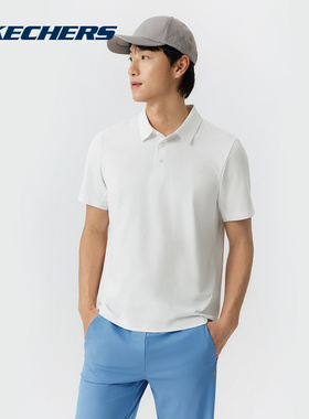Skechers斯凯奇26夏新品男女同款针织短袖POLO杉翻领上衣P226M183