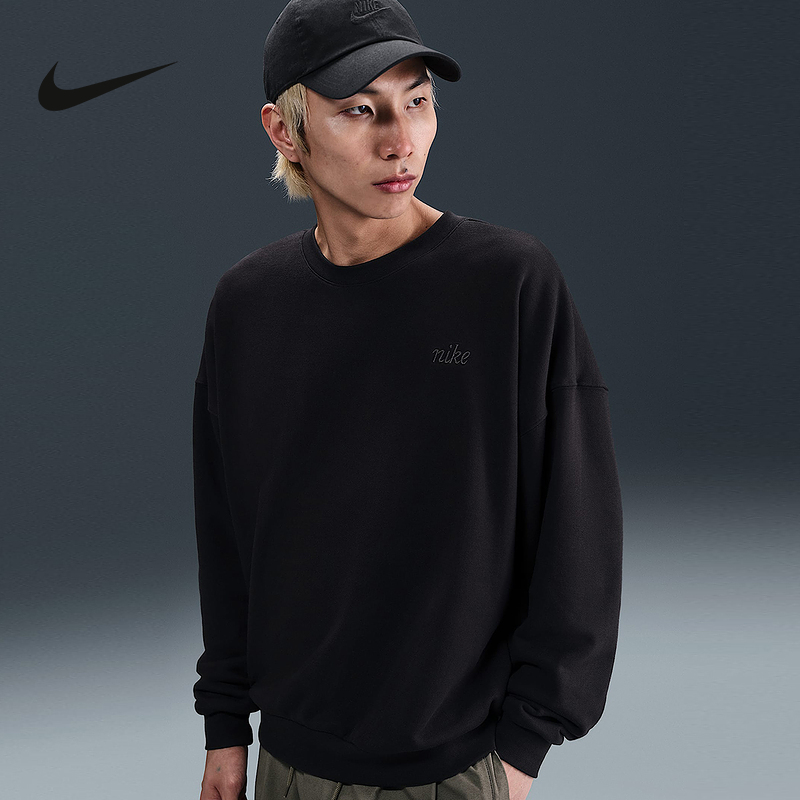 Nike耐克卫衣男2025秋新款刺绣宽松休闲圆领运动套头衫IB8360-010