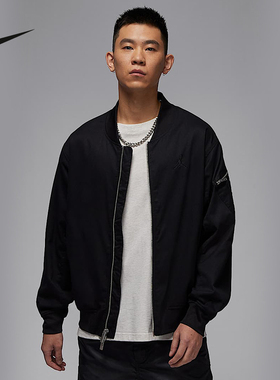 Jordan耐克外套男25夏新款刺绣logo黑色棒球服梭织夹克HF9368-010
