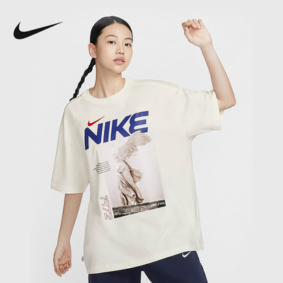 Nike耐克短袖女夏季新款运动休闲图案印花宽松 T恤HF6292-133
