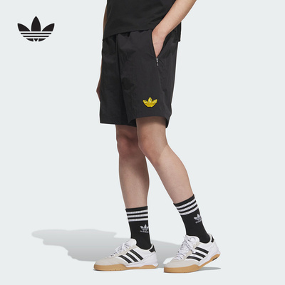 adidas阿迪达斯三叶草刺绣标五分裤2025夏男新款梭织短裤KE5795