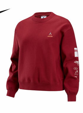 NIKE耐克ACG红色卫衣女新年款马年印花加绒圆领套头衫IQ3830-613