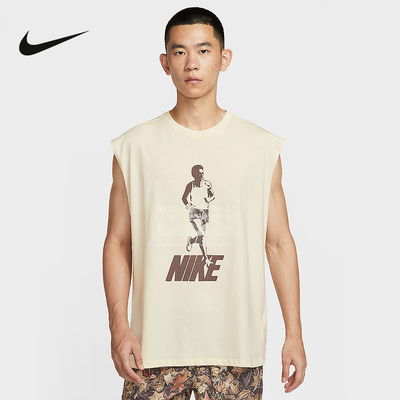 NIKE耐克背心男夏季图案印花跑步健身训练无袖运动T恤IH4572-113