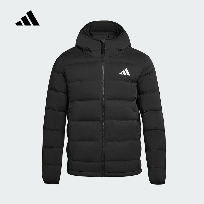 adidas阿迪达斯连帽羽绒服夹克短款2025冬装新款男保暖外套KH3993