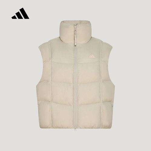 adidas阿迪达斯羽绒马甲秋女拒水防风保暖矾土棕鸭绒背心 KW4736