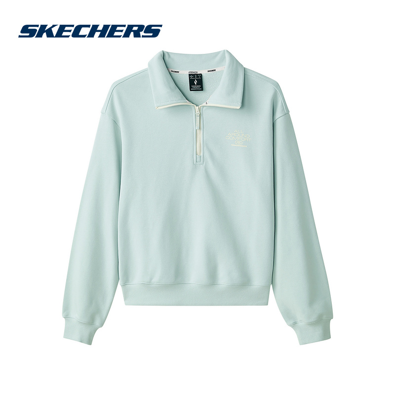 Skechers斯凯奇冬女翻领上衣针织套头卫衣 L424W002-002S