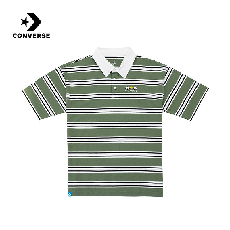 Converse匡威新品26夏男女同款运动短袖条纹翻领T恤衫 UCK178-E49