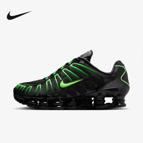 NIKE耐克男鞋SHOX TL 黑绿 复古老爹鞋全掌气柱跑步鞋AV3595-012