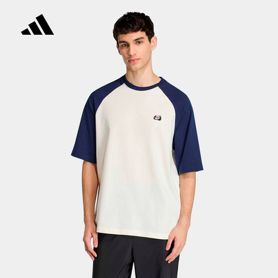 adidas阿迪达斯熊猫刺绣LOGO宽松半截袖2026夏男短袖T恤 KB4854