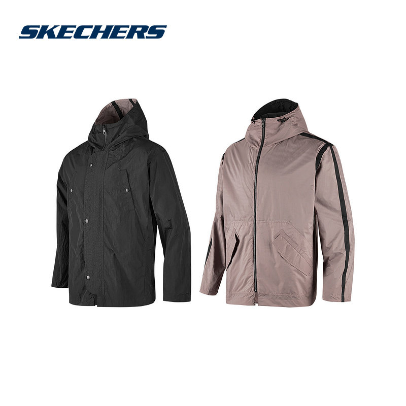 SKECHERS斯凯奇秋季男女同款连帽外套休闲上衣 P324U010-0018