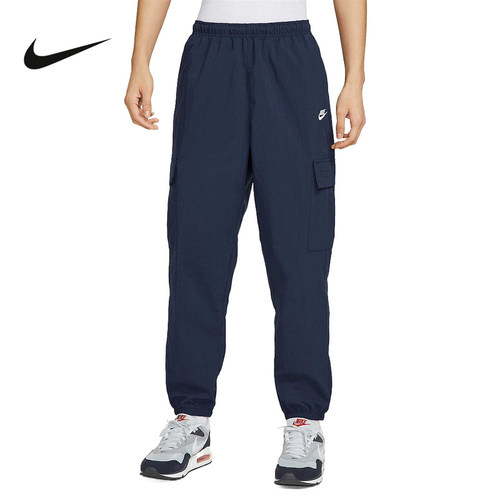 Nike耐克工装裤男裤子夏季藏蓝色宽松收口梭织运动长裤HJ1991-451