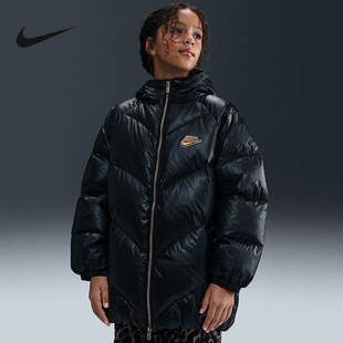 Nike耐克女童新款运动中款羽绒服休闲百搭舒适保暖外套IQ9828-010