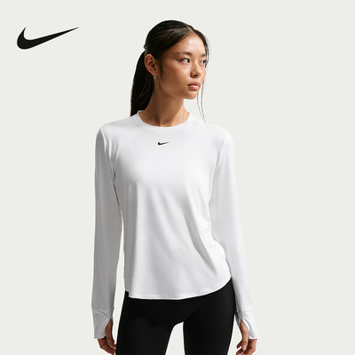 NIKE耐克DRI-FIT女子圆领速干长袖上衣休闲训练运动T恤FN2802-102