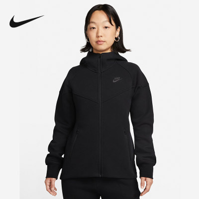 NIKE耐克TECH女子秋新款logo印花运动休闲连帽夹克外套FB8339-010