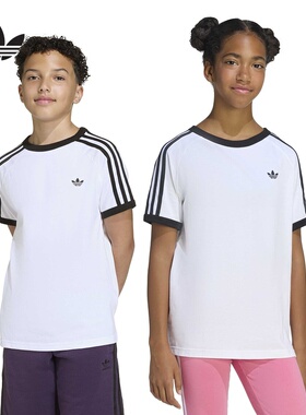 adidas阿迪达斯大童三叶草三条纹半截袖3 STRIPES短袖T恤 KE0920