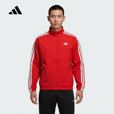 adidas阿迪达斯红色马年本命年外套2026春三条纹梭织夹克 JF3682
