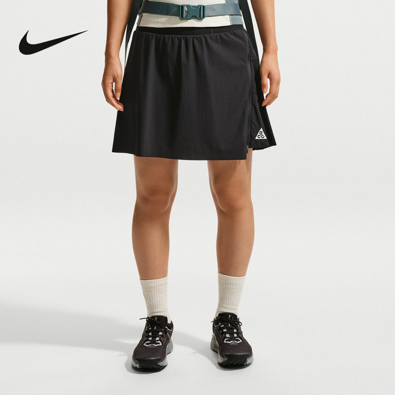 NIKE耐克女短裙夏季防走光A字半身裙黑色裙裤运动短裤 IM4297-010