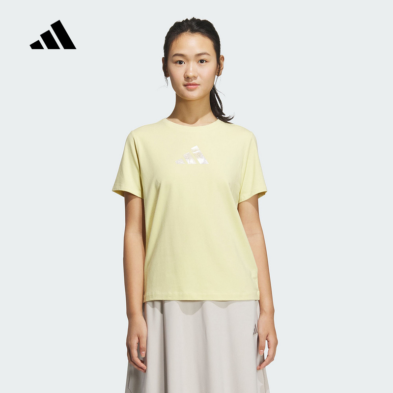阿迪达斯adidas新品2025夏女短袖运动休闲T恤女动圆领 JM8802