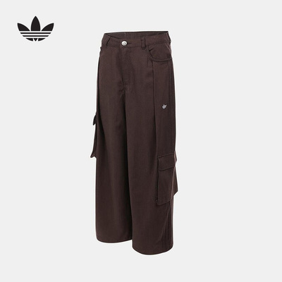adidas阿迪达斯三叶草运动休闲裤2025冬女宽松工装风长裤 IA7511