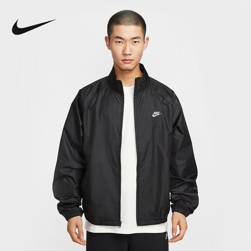NIKE耐克外套男25秋新款宽松运动网眼刺绣黑色立领夹克HV1140-010