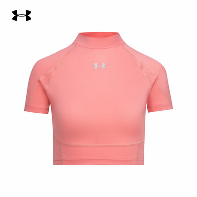 安德玛UA女新款HeatGear速干健身训练运动紧身短袖T恤6014710-600