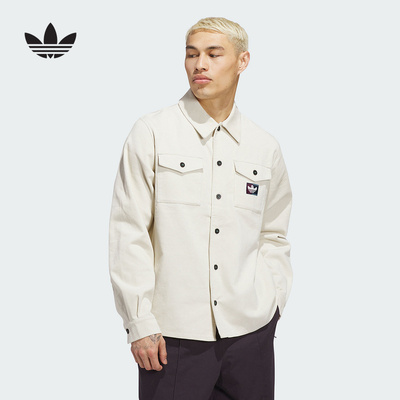 adidas阿迪达斯三叶草灯芯绒纽扣衬衫25冬男Shmoofoil外套 JX5443