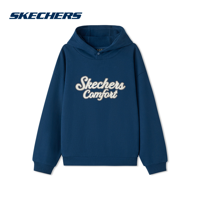 SKECHERS斯凯奇加绒保暖连帽套头衫秋冬男女卫衣 L425U031-04PT