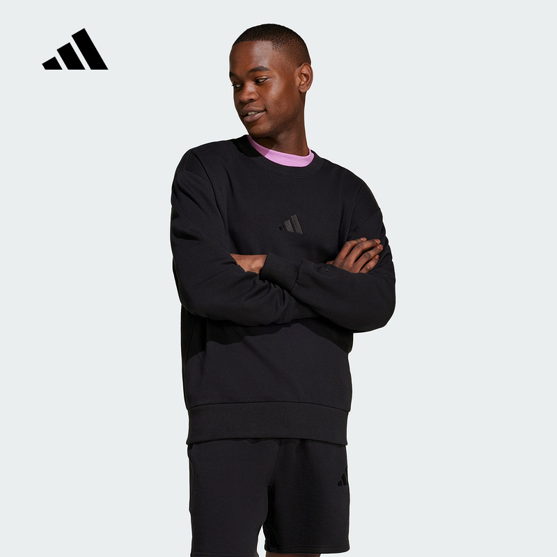 阿迪达斯男子秋季圆领舒适保暖防风运动休闲套头卫衣IX1261