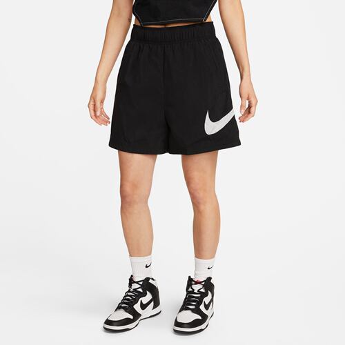 NIKE耐克短裤女裤大勾黑色休闲运动跑步梭织舒适五分裤DM6740-010