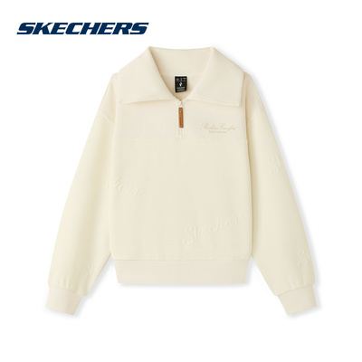 Skechers斯凯奇新年款马年限定女子半开领宽松卫衣 L126W007/01B4