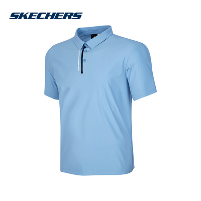 斯凯奇夏季男士针织短袖POLO衫速干宽松运动T恤 P224M049/00MU