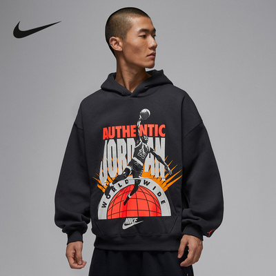 Jordan耐克男卫衣26春新款图案印花抓绒宽松连帽套头衫IF1844-045