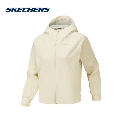 Skechers斯凯奇新款女秋冬防泼水休闲针织连帽外套P425W122-01ZG