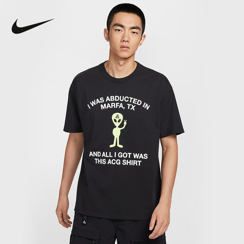 NIKE耐克ACG户外男子速干T恤夏季黑色印花透气运动短袖HV2169-010