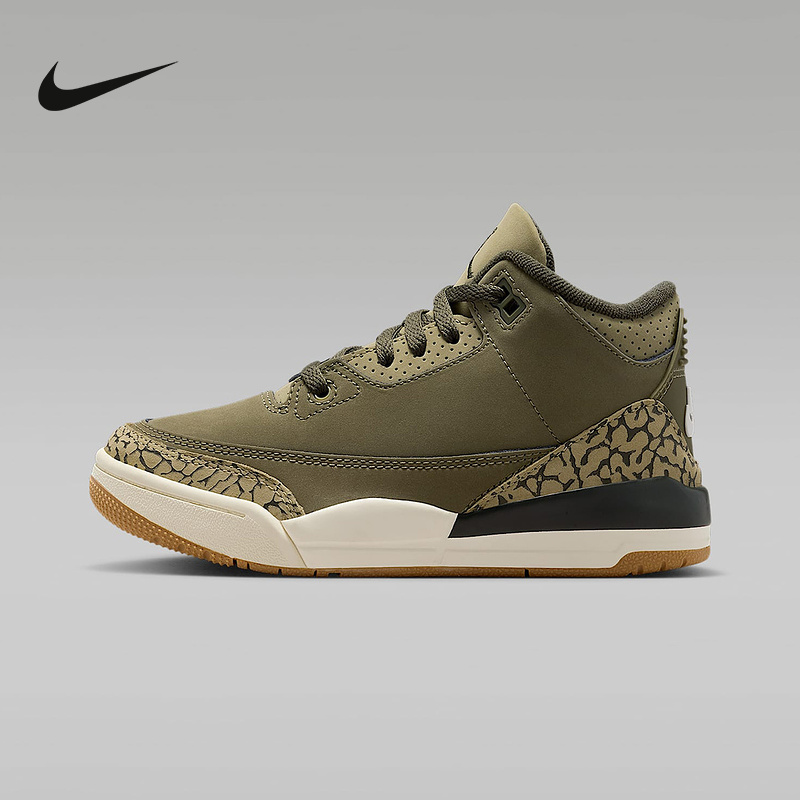 耐克男女幼童鞋AIR JORDAN 3 AJ3橄榄绿 运动鞋篮球鞋DM0966-202