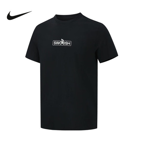 Nike耐克男短袖夏季swoosh图案印花透气休闲运动棉T恤HJ0731-010