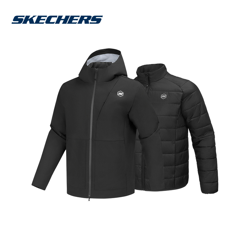 Skechers斯凯奇2025春男秋冬套装连帽裥棉梭织外套 P125M016-0018