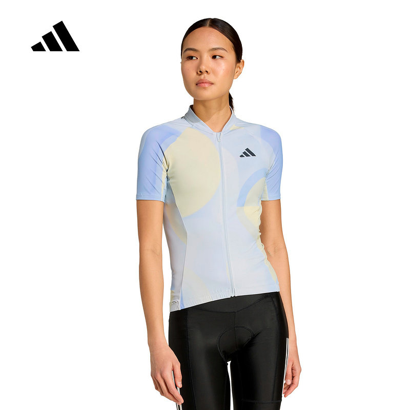 adidas阿迪达斯女子2026春季新款紧身骑行服短袖比赛服 JZ5501