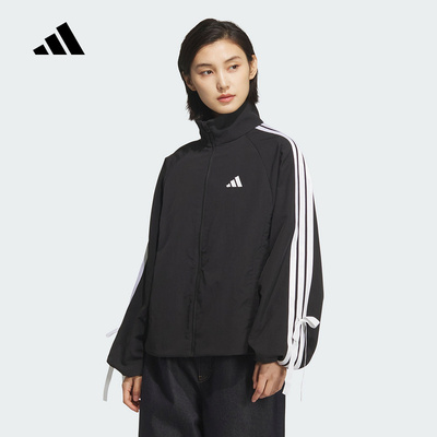 adidas阿迪达斯三条纹舞动系列立领外套2025秋女梭织夹克 KT5003
