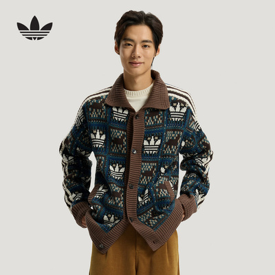 adidas阿迪达斯三叶草马年新年款慵懒风毛衣26春男女针织衫KT0715