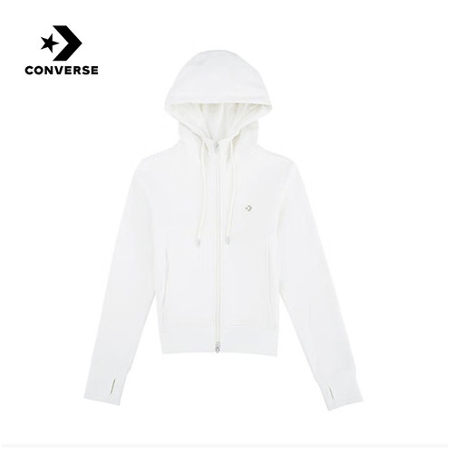 Converse匡威25秋冬新品女短款卫衣外套针织连帽开衫 WCJ132-W2Y