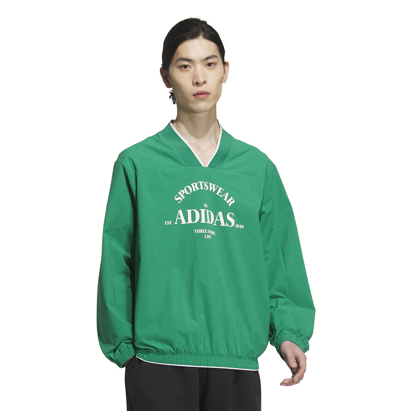 adidas阿迪达斯男装春秋款休闲运动舒适V领卫衣套头衫JE3668