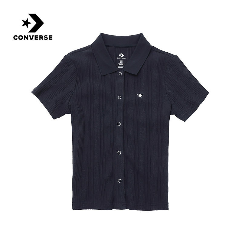 Converse匡威26夏新品女子修身运动短袖休闲翻领T恤衫 WCJ774-GHM