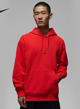 NIKE耐克新年马年限定男红色薄绒卫衣套头连帽衫春JORDAN FV7248
