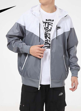Nike耐克外套男装秋新款运动休闲宽松拼接梭织连帽夹克DA0002-084