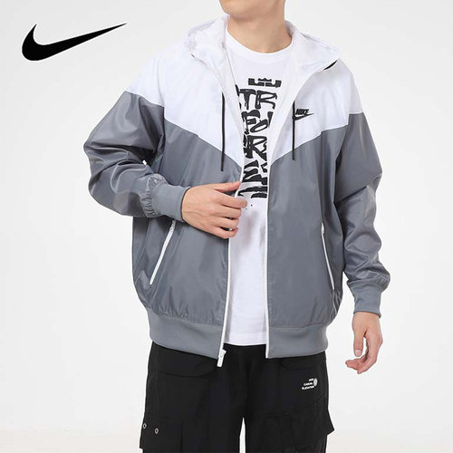 Nike耐克外套男装秋新款运动休闲宽松拼接梭织连帽夹克DA0002-084