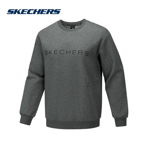 SKECHERS斯凯奇简约灰色圆领套头衫秋冬男运动卫衣 P425M030-00TT