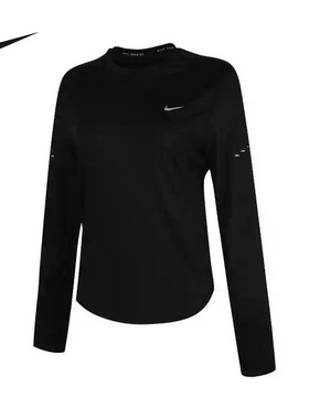 Nike耐克SWIFT DRI-FIT女防晒速干跑步上衣黑色长袖T恤HQ0504-010